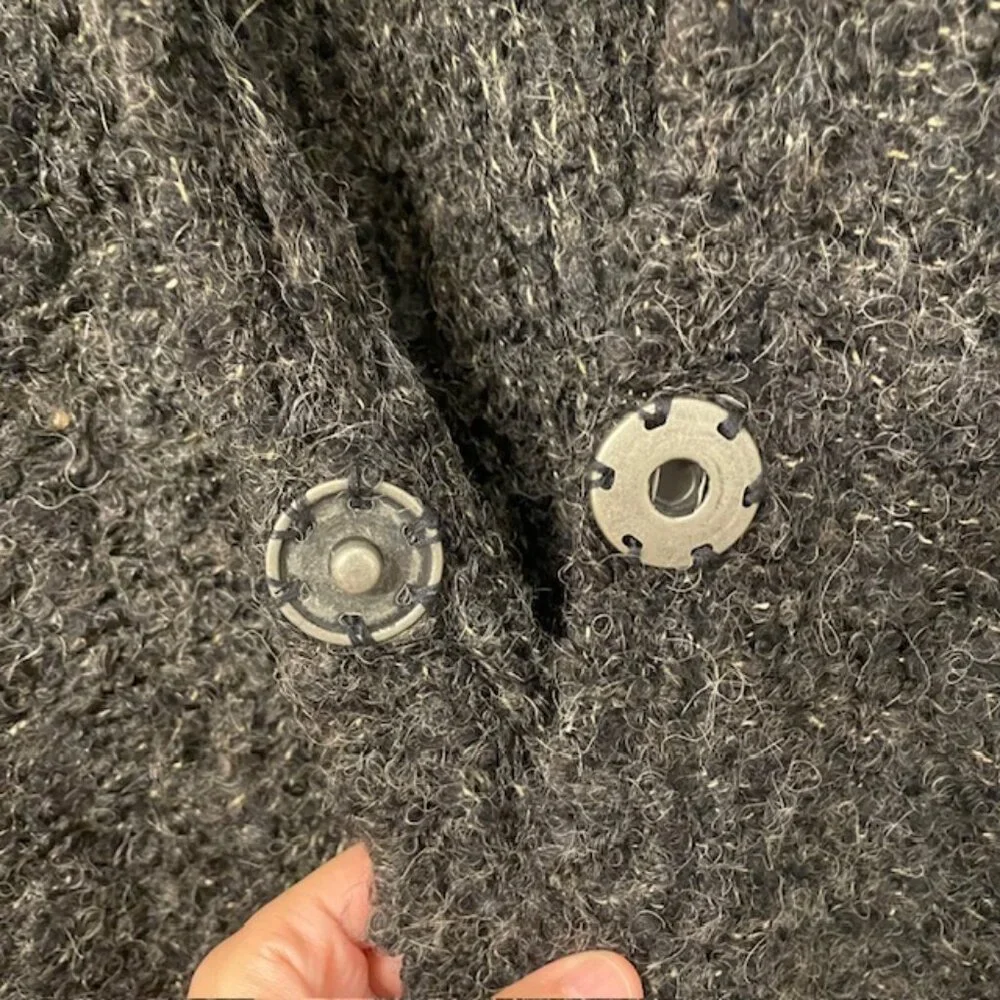 Free People Charcoal Gray Fuzzy Button-Up Cardigan